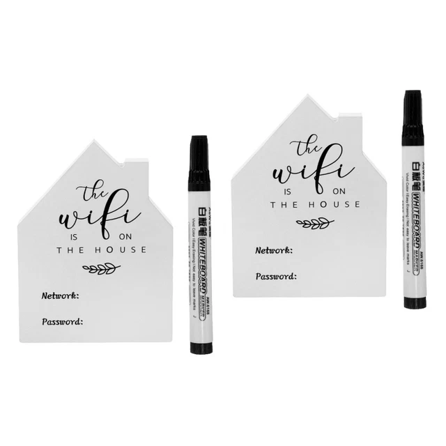 Panneau WiFi En Acrylique Avec Base En Bois - Signalétique Pour Maison, Hôtel, Commerce - Écrivez Votre Mot De Passe à La Craie