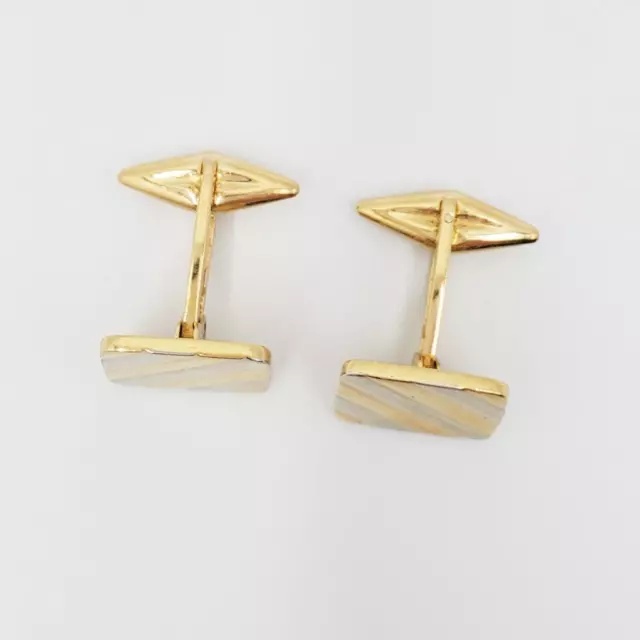 Dunhill 18k Yellow & White Gold Stripe Cufflinks 3