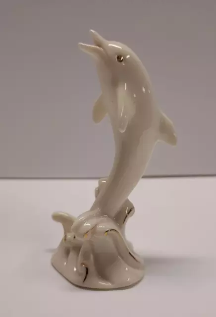 Vintage Lenox Treasury Of Dolphins Ivory Gold Porcelain Figurine Excellent Cond