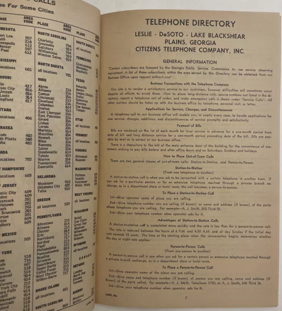 1977 Leslie DeSoto Lake Blackshear Plains , GA Directory Citizens Telephone Co 2