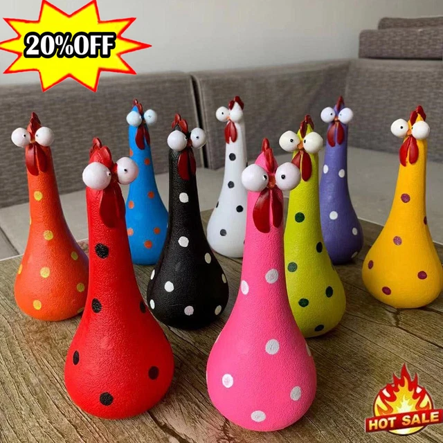 Silly Chicken Statues Long Neck Chicken Statues Decor Ornament Outdoor Party1X