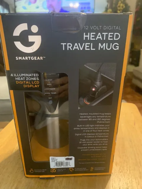 Smart Gear 12 V Digital Heated Stainless Steel Insulated Travel Mug With Charger