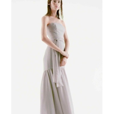 White by Vera Wang Strapless Drop Waist Mermaid Bridesmaid Dress Sterling sz 4