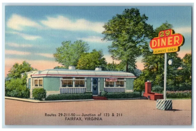 c1940's 29 Diner Restaurant Gateway Skyline Drive Fairfax Virginia VA Postcard