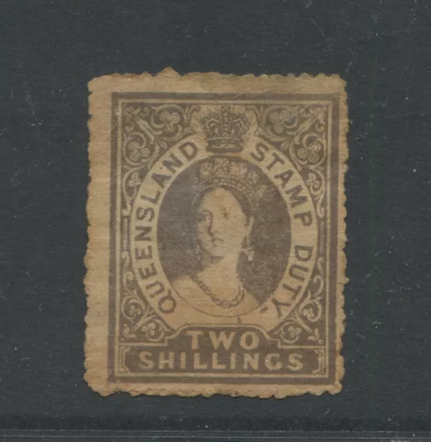 Queensland 1866 2S Brown Sg F4 Postal Fiscal Unused. Scarce