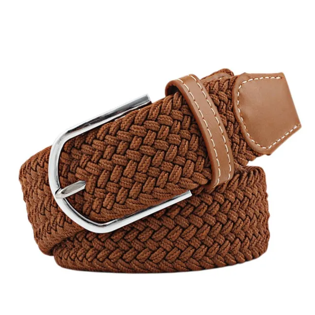 Unisex Men Women Elastic Canvas Fabric Braided Belt Stretch Woven Jeans Belt