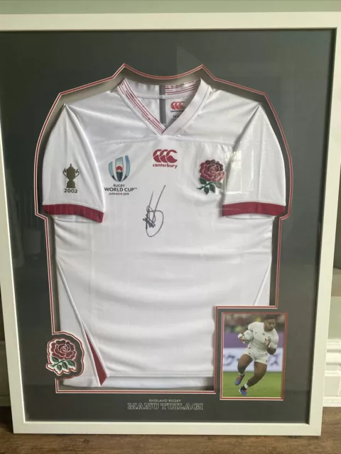 Signed England Rugby Shirt By Manu Tuilaghi
