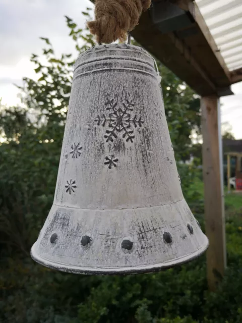 Glocke mit Klöppel Deko Nostalgie Weihnachten Shabby Look Neu weiss