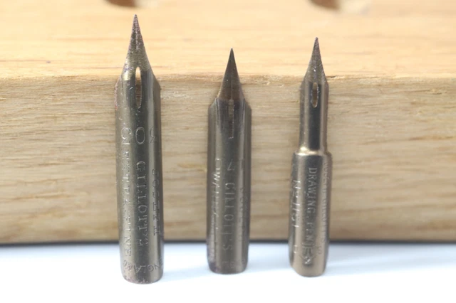 VINTAGE JOSEPH GILLOT'S Brass Dip Pen Nibs, 3 Different Types, UK ...