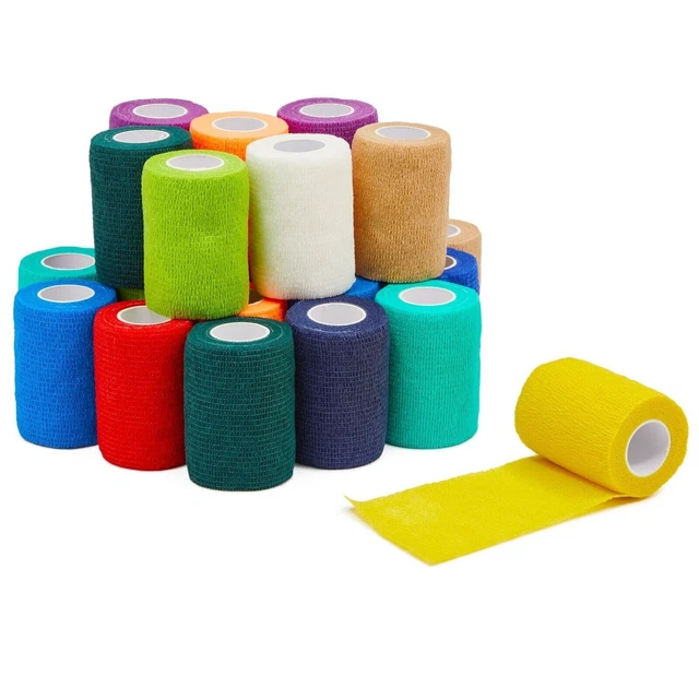 24 rollos cinta veterinaria cohesiva autoadhesiva de vendaje de 3 pulgadas x 5 yardas 12 colores