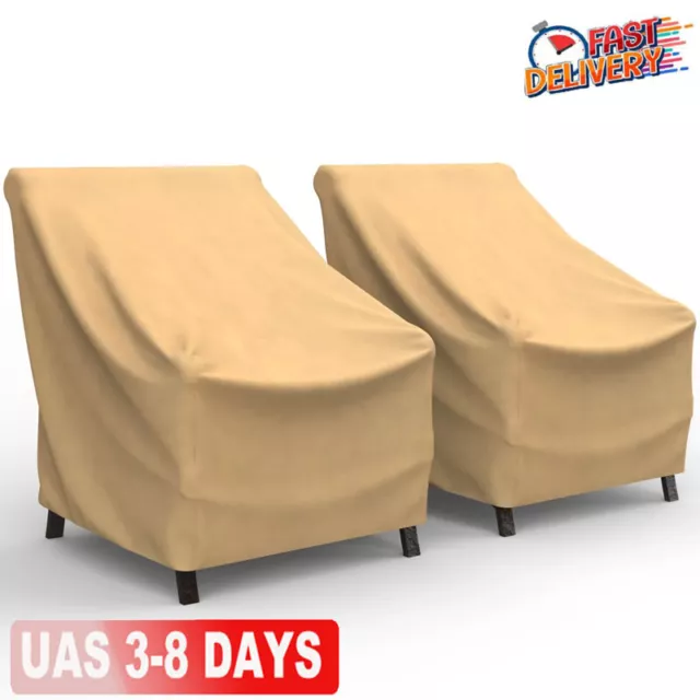 2 Pack Medium Beige Patio Garden Cover Outdoor High Back Chair Cover All-Seasons