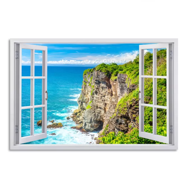 Leinwand Bild Xxl Bali Fensterblick Meer Deko Wandbilder Poster Natur Strand 3