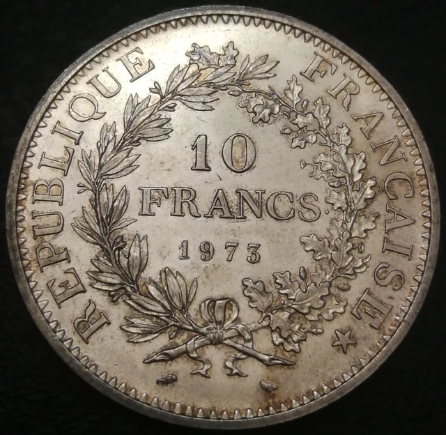 FRANCE Monnaie 10 francs HERCULE ARGENT 1973 RARE silver coin key date SPL