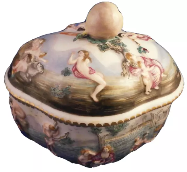 Antigüedad 19thC Richard Ginori/Doccia Porcelana Sugar Bowl Dish Porzellan Dósis