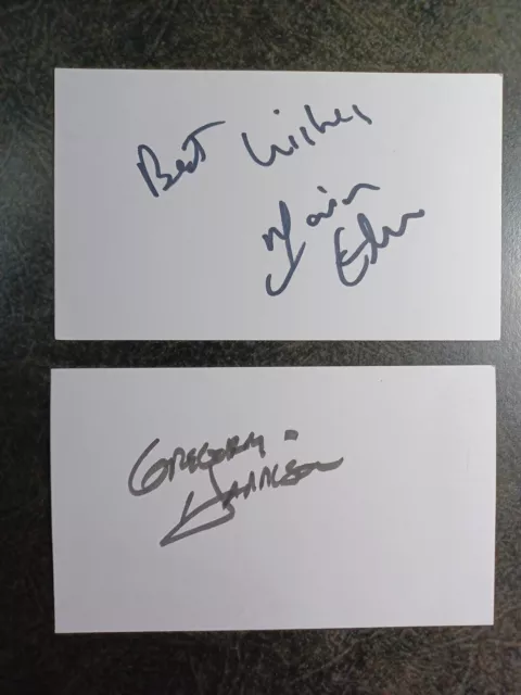 IAIN GLEN & GREGORY HARRISON Hand Signed Autograph 3X5 INDEX CARD 'S 2 ACTORS