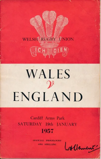 RUGBY UNION PROGRAMME - Wales v England 1957