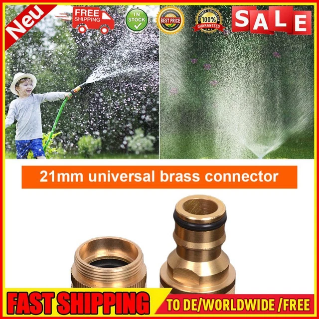 2 Pcs Pipe Joiner Fitting Brass Tap Quick Connector 21mm for Garden Watering Gun