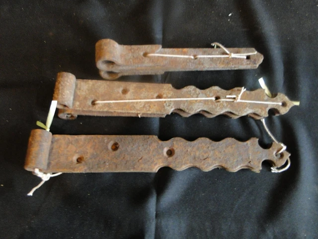3 Sets Blacksmith Antique Forged Strap Door Hinges Decorative Barn Farm Hardware