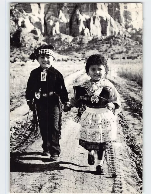 Postcard Native American Indian Children USA North America