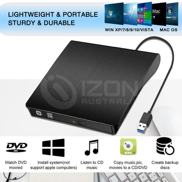 USB3.0 SLIM PORTABLE External DVD/CD-RW Combo Drive Burner Reader ...