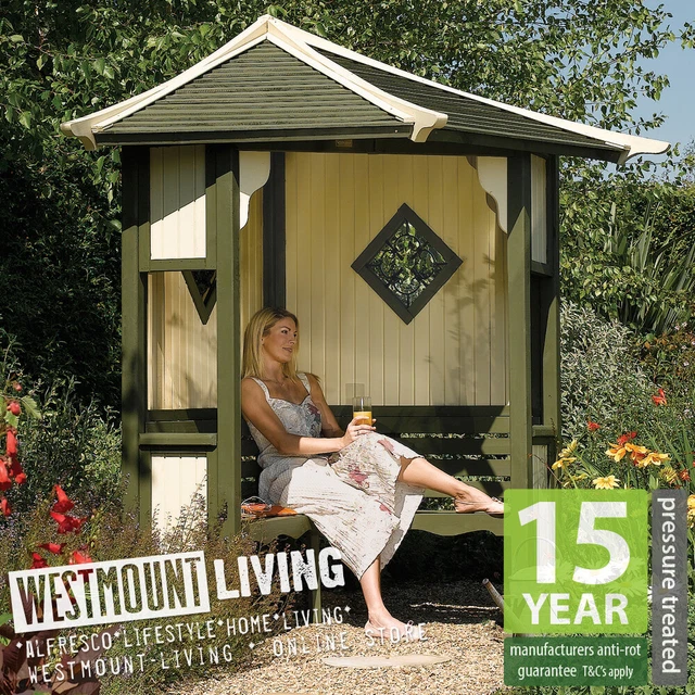 WOODEN GARDEN ARBOUR Seat Corner Bench Pressure Treated Outdoor