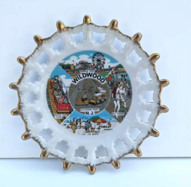 Vintage Wildwood NJ Souvenir Plate Roller Coaster Made in Japan 7" Plaque