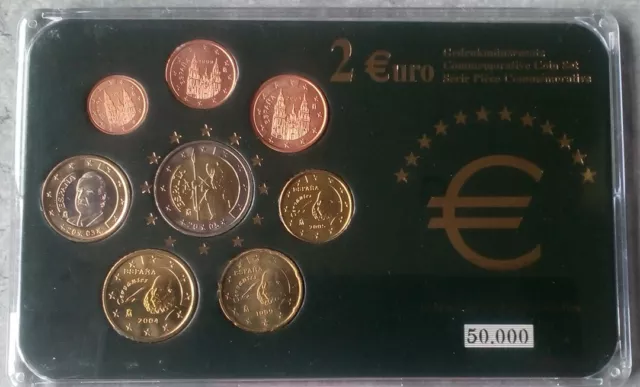 KMS Kursmünzsatz Spanien, 2 Euro Gedenkmünze. 2005 Bankfrisch Zertifikat