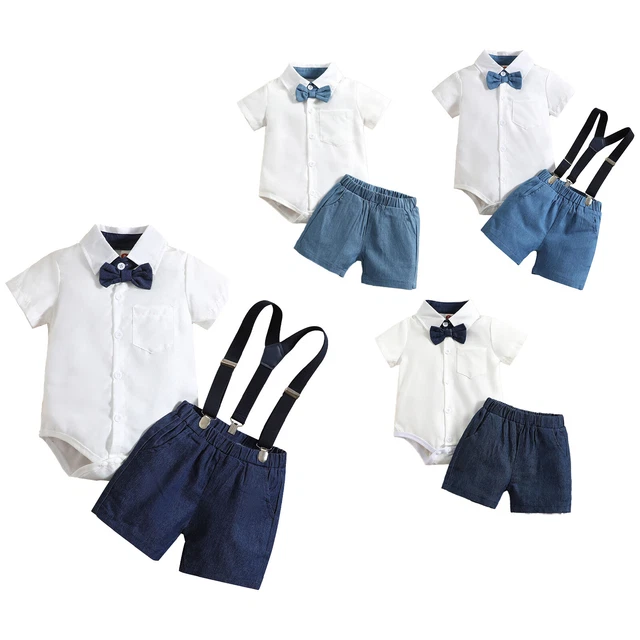 Abiti da gentiluomo bambini con sospensioni pantaloncini fiocco tuta