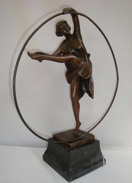 Estatua Bailarín Sexy Art Deco Estilo Art Nouveau Estilo Bronce sólido Firmado 3