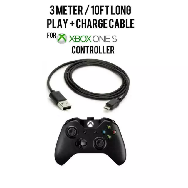 3m Chargeur Câble de Charge Micro USB pour Manette Xbox One S Contrôleur