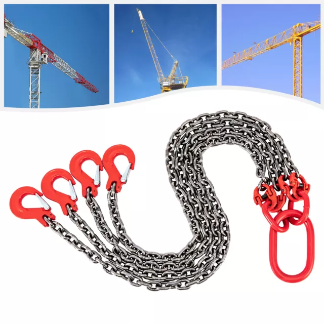 Lifting Chain Sling 5/16" 4 Legs w/ Grab Hooks Chains 5Ton Load Capacity G80
