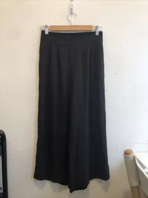 Kit and Ace Chatham Culottes Silk Wide Leg Crop Black Pants Silk blend Size 2