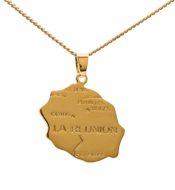 Pendentif Carte île Maurice - Argent Sterling Plaqué Or 14k, 24 Mm | Breloque Voyage, Médaillon Délicat