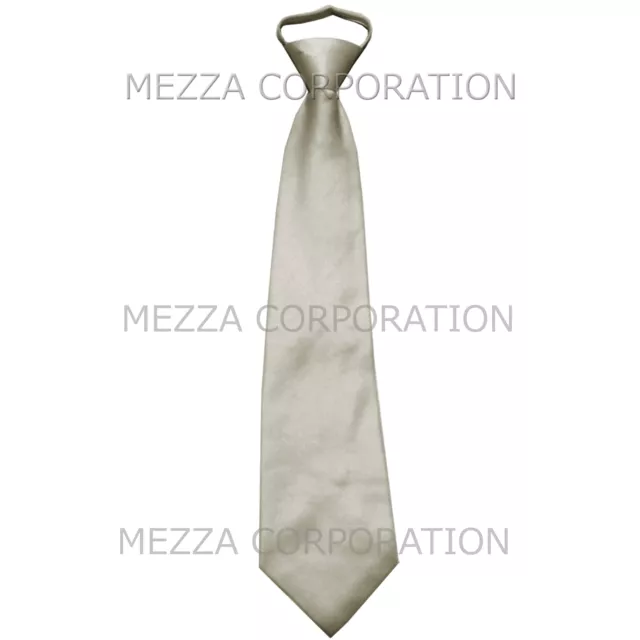 New formal men's pre-tied ready knot necktie polyester solid wedding silver prom