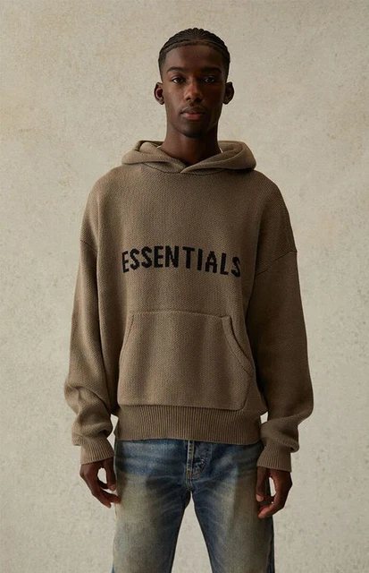 fear of god essentials taupe hoodie