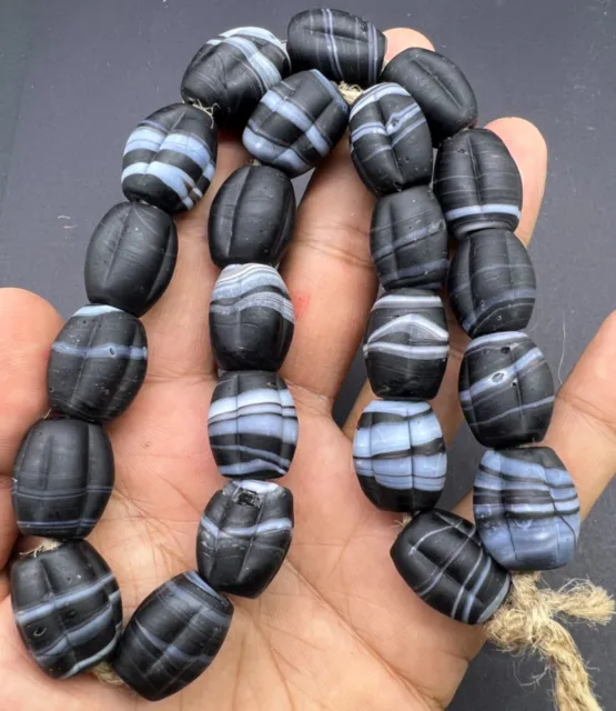 Extremely Amazing Old Ancient Sulaymaniyah Color Glass Antique Beads Strand