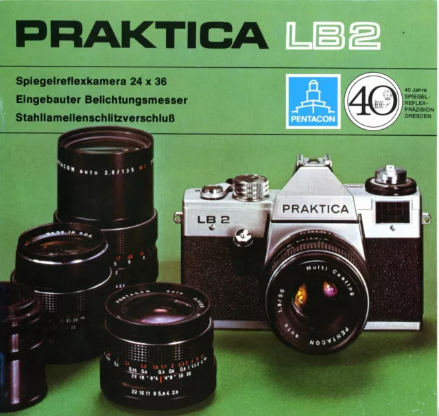 PENTACON Prospekt PRAKTICA LB2 LB 2 Kamera Broschüre Flektogon Tessar (Y4824