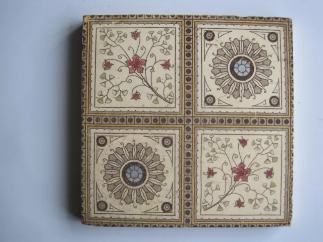 Antique Victorian 6" Quartered Print & Tint Tile - Sherwin & Cotton C1885 #1150