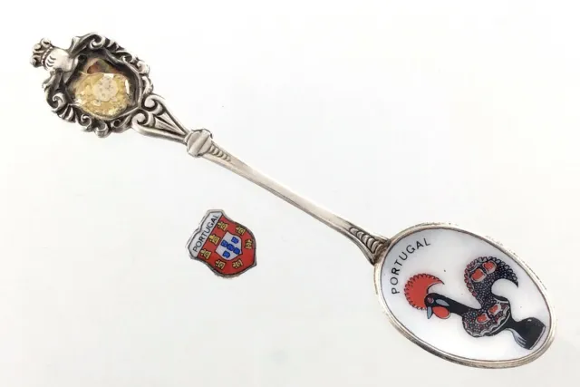 Portugal Rooster of Barcelos Enamelled Souvenir Spoon Silver M491
