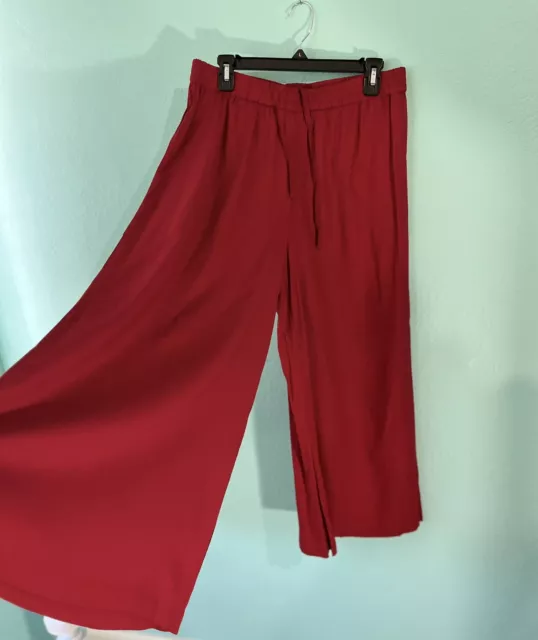 Utsa Red Size Large Wide Leg Pants High Waist Viscose