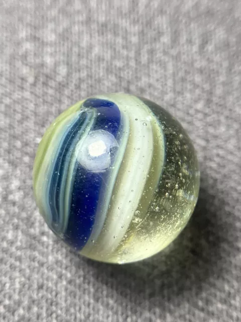 Akro Agate Sparkler .64 Inch Eggyolk Cobalt Blue Htf Collectible