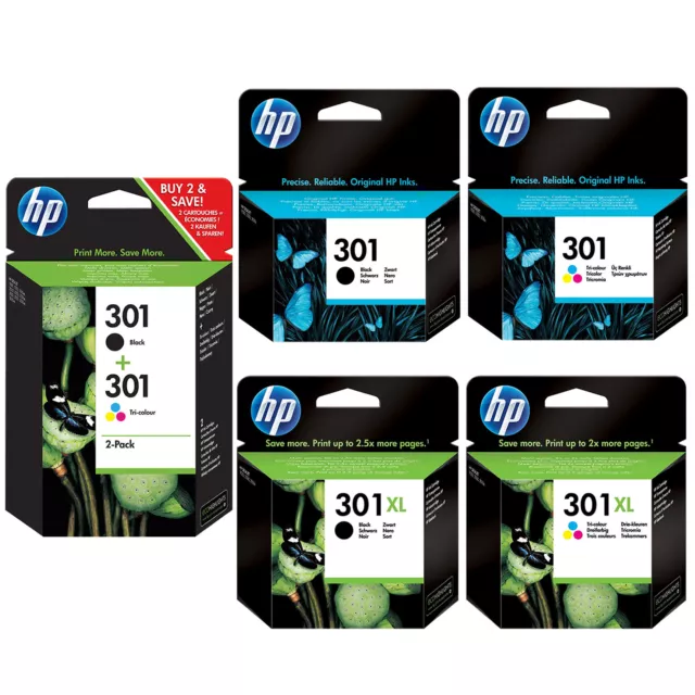 Genuine HP 301 Combo/ 301XL Black & Colour Ink Cartridges Choose your ink colour