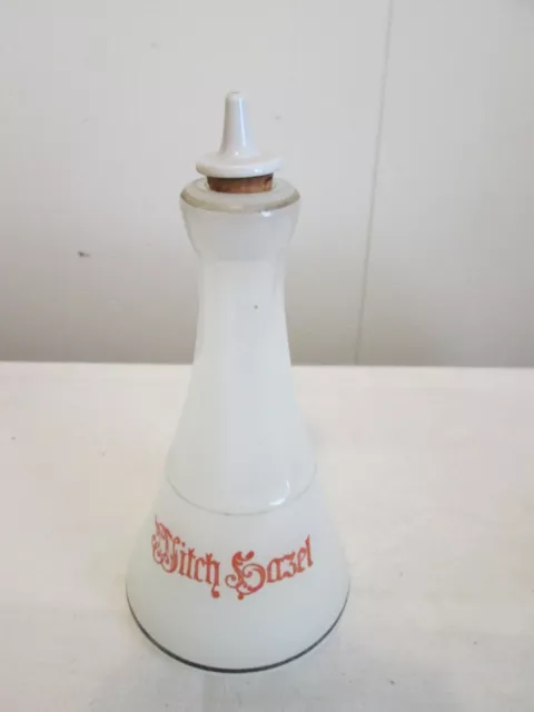 Vintage Clambroth Glass Witch Hazel Bottle w/Stopper Barber 7.5" Tall