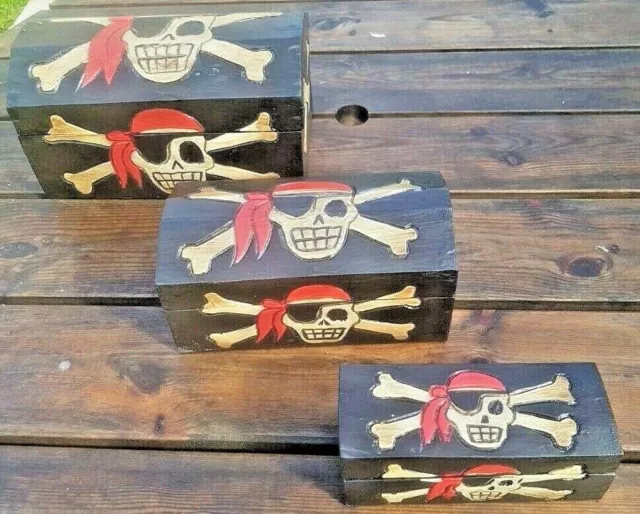 Hand Made Wooden Pirate Treasure Box (Trinket, Storage, Kids, Birthday, Toy)