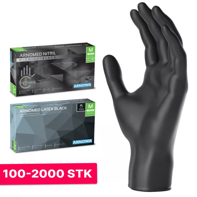 100-2000 ARNOMED Einmalhandschuhe Schwarz Latexhandschuhe Handschuhe Nitril S-XL