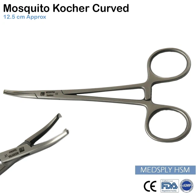 MOSQUITO KOCHER FORCEPS Locking Hemostatic Micro Artery Curved Clamp ...