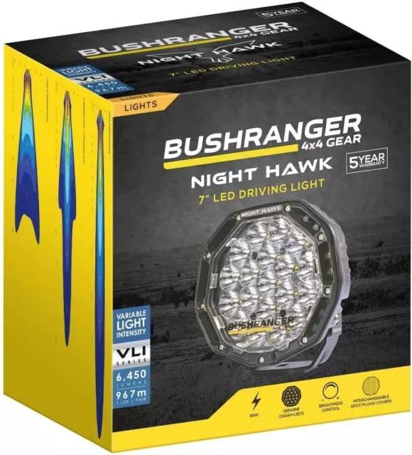 Bushranger NHX180VLI Night Hawk 7" VLI Series LED Driving Light (Black) Single