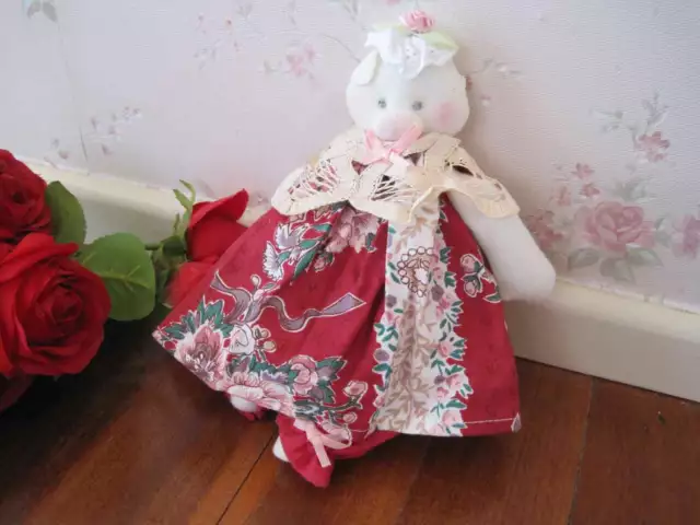 Lovely Handmade Little Pig Hand Batten Lace Ribbon Bow Dressing Doll