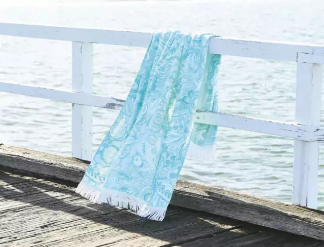 BN M&FINCH AQUA WATERCOLOUR Combed Cotton Beach Towel Size 70x140cm