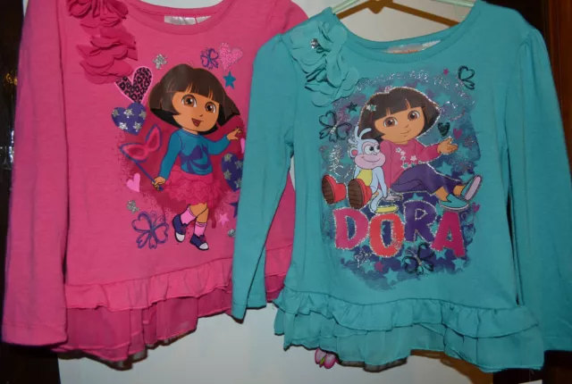 Haut nickelodean Dora the Explorer taille 4 neuf avec étiquettes rose ou violet avec fleur